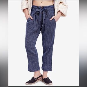 FREE PEOPLE Rumors Yarn-Dye Harem Pants Blue with White Stripes size 6